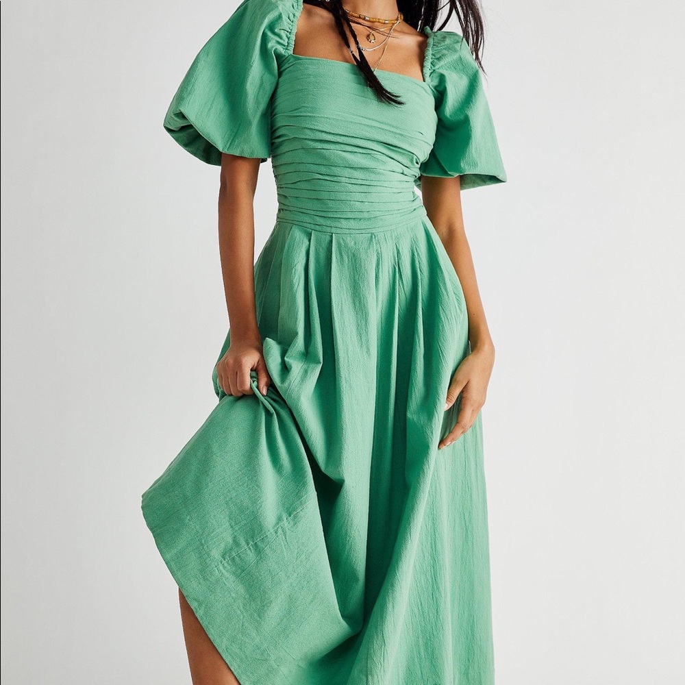 Free People Endless Summer Ain’t She A Beaut Puff Sleeve Midi Dress - Large